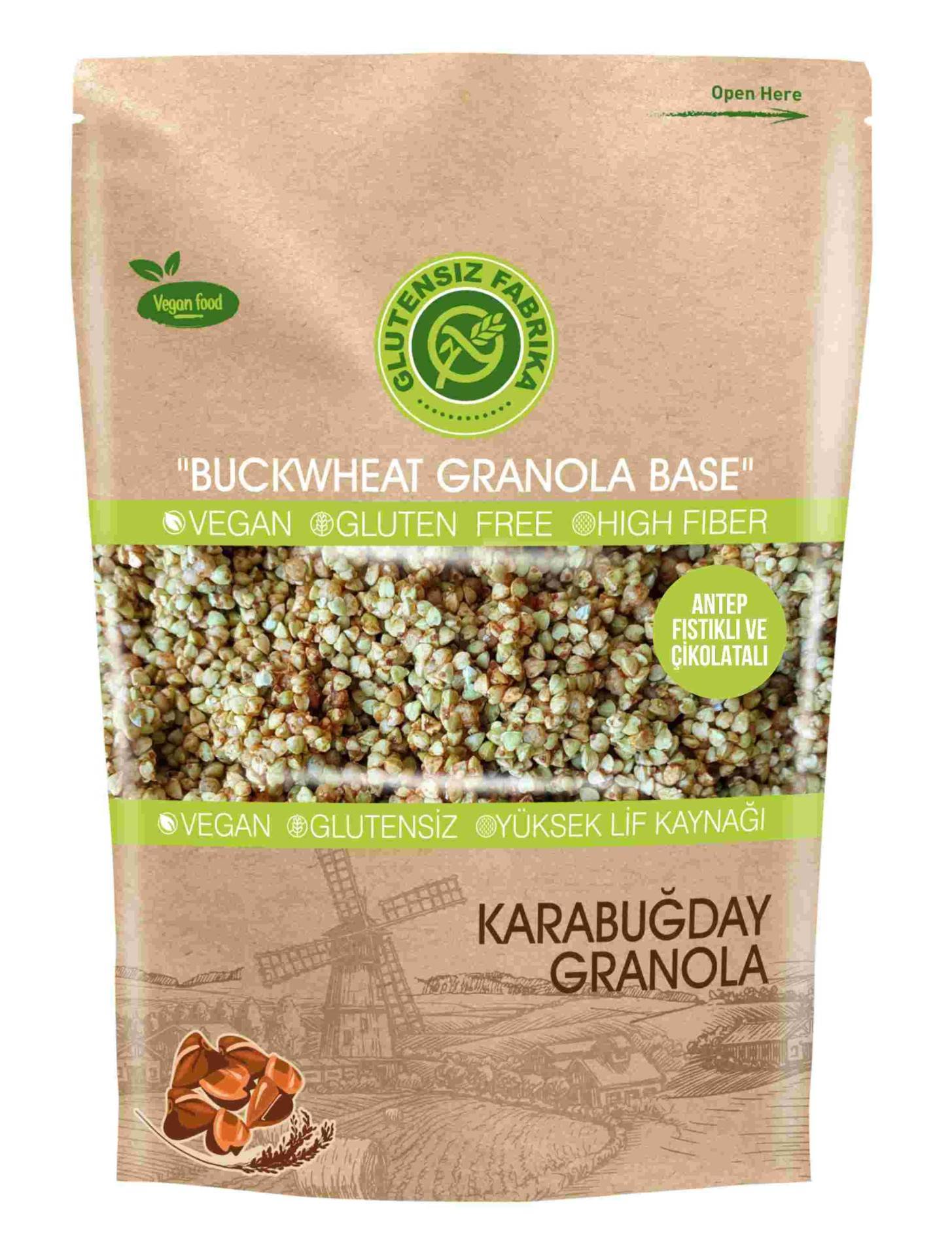 Glutensiz Fabrika Fıstıklı ve Çikolatalı Yulaf ve Karabuğday Granola 300 gr
